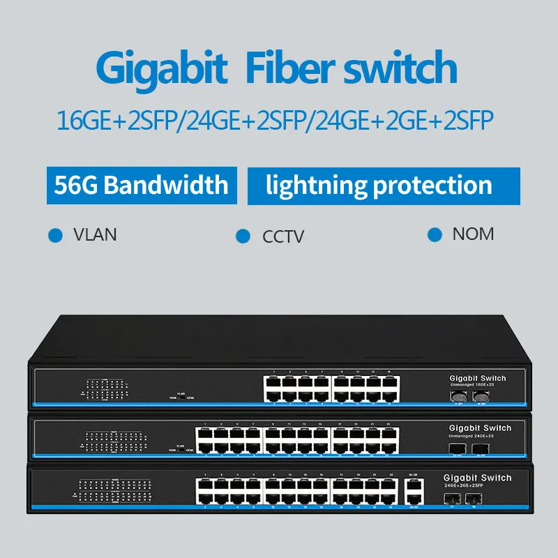 16 Port 24 port RJ45 Gigabit Ethernet switch lan ethernet with 2 gigabit SFP for ip camera AP wireless | Компьютеры и офис