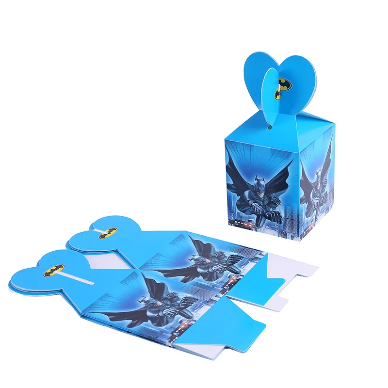 

12pcs Candy/Cake Box for Kids Batman Avengers Spiderman Unicorn Princess Theme Gift Box Boy Girl Birthday Party Favors Supplies