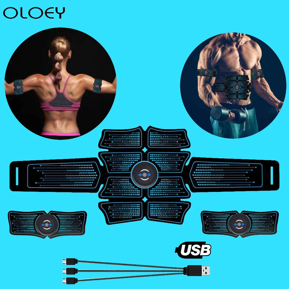 

EMS Abdominal Muscle Trainer Fitness Equipment Exercise Stimulator Device Machine Body Slimming Burning Home Gym USB Rechargable