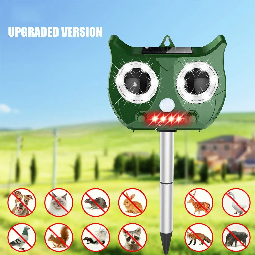 

Solar Ultrasonic Animal Repeller Include Waterproof Pest Repeller Against Fox Snake Cat Dog Bird Rat Dispeller Battery Included