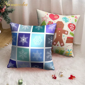 

Nanacoba Christmas Pillow Case Santa Claus Snowflake Pattern Cushion Cover Party Gift Sofa Throw Pillows Case Cushion Covers