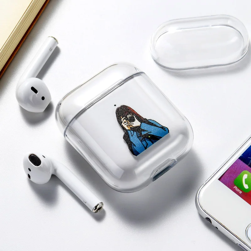 Чехол для Airpods Apple, чехол, роскошный Твердый чехол с мультяшным котом, прозрачный защитный чехол для Airpod 1 2