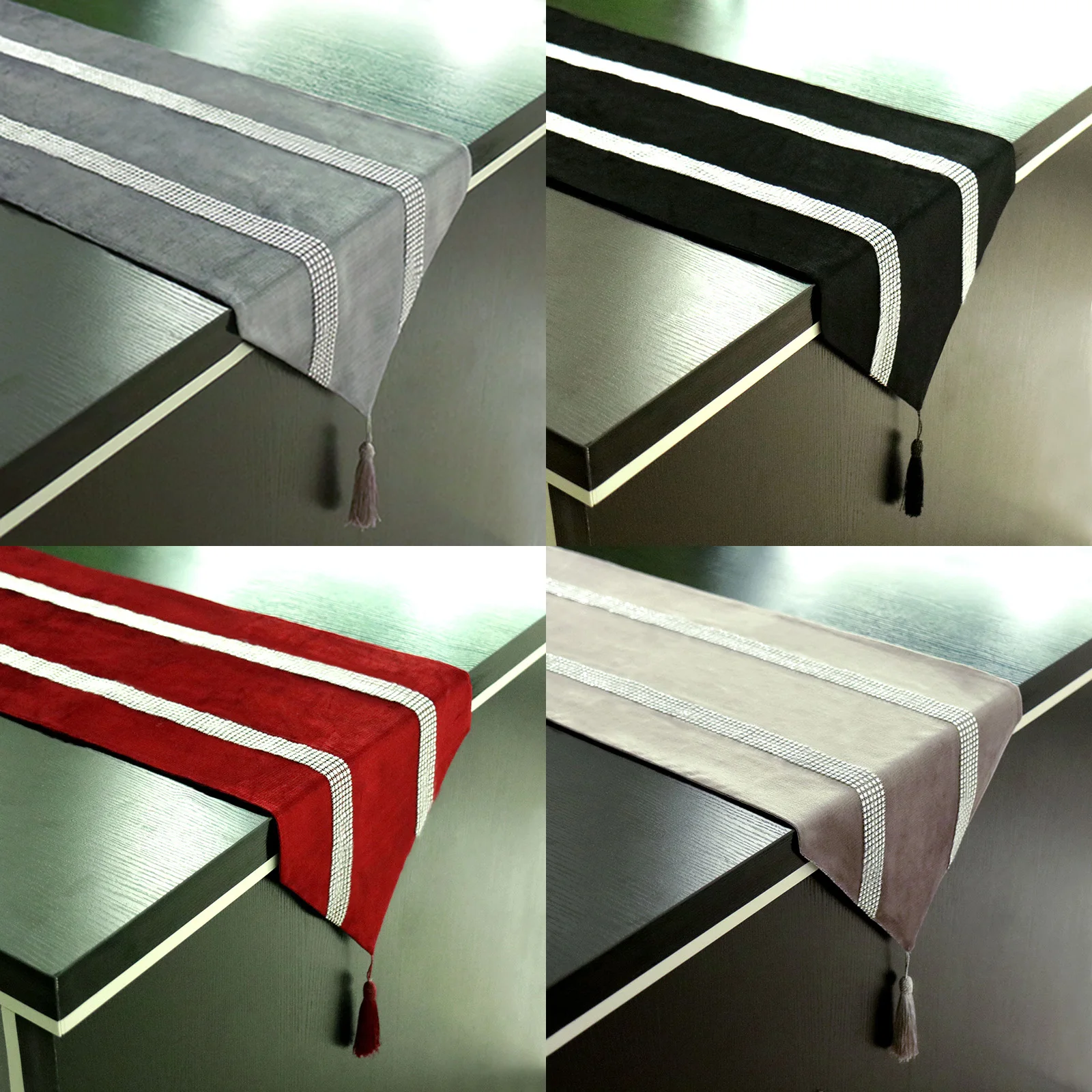 

1pcs Modern Table Runners with Tassel Diamond Party Home Table Decorations for Wedding Birthday Baby Shower Decor