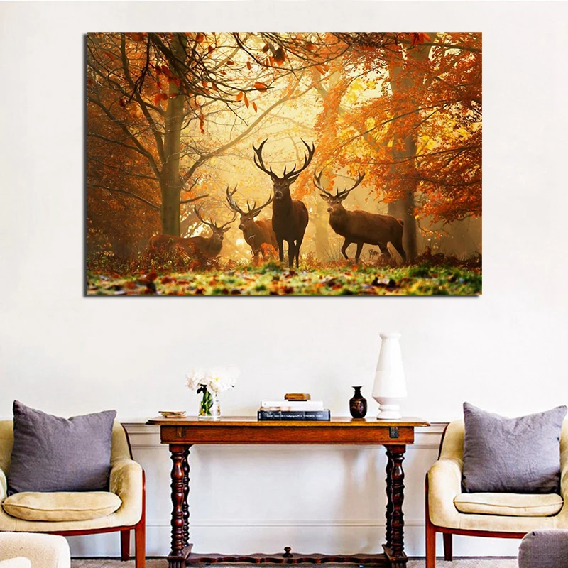 

Deer Grass Leaves Canvas Painting Print Bedroom Kids Room Home Decor Modern Wall Art Oil Painting Poster Salon Pictures Artwork