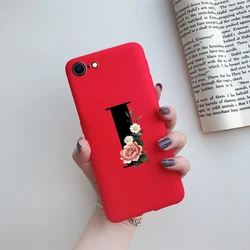 Alphabet Flower Silicone Phone Case - Soft, Stylish Bumper Cover - iPhone 6 6 s (Red - I)
