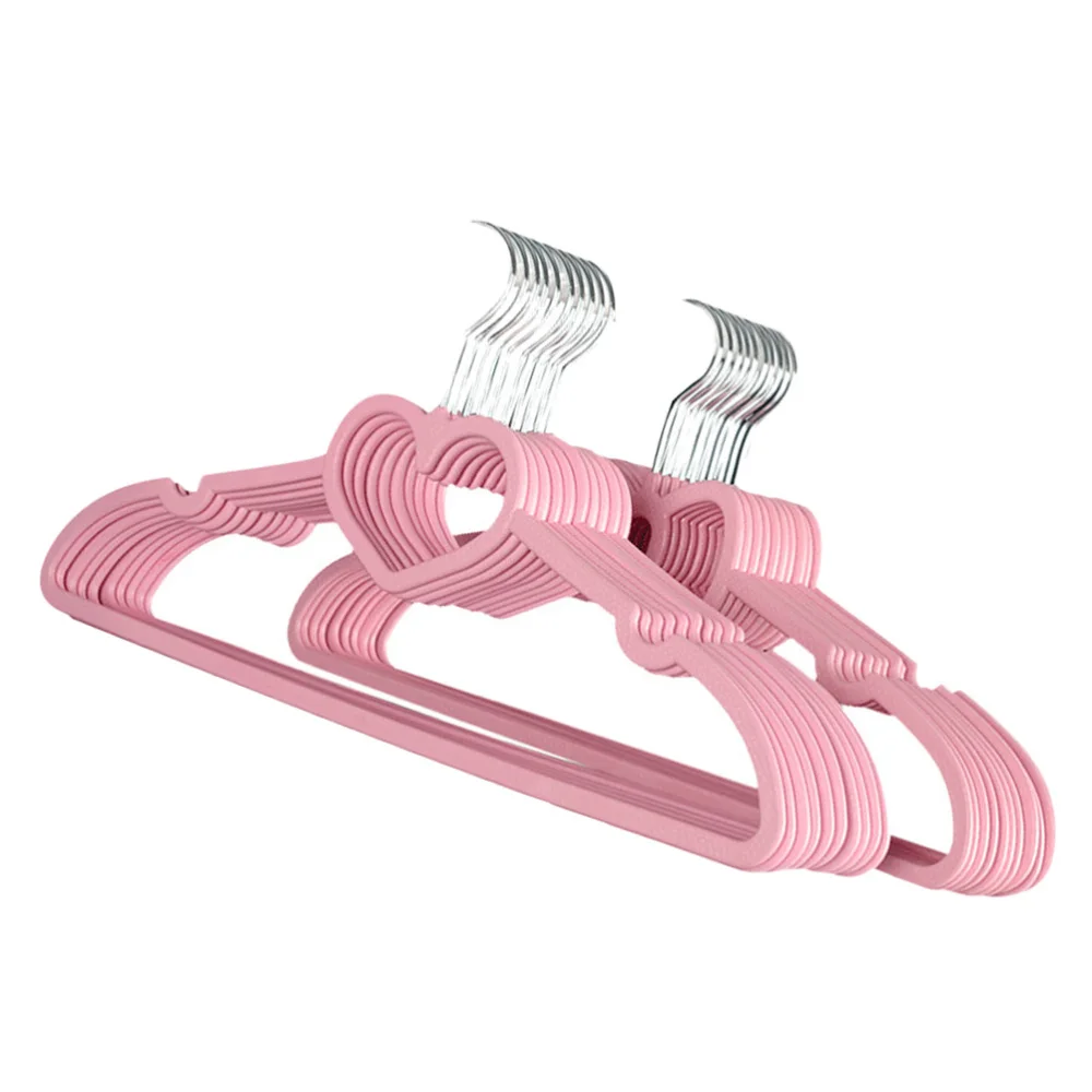 10/15/20PCS Clothes Hanger Durable ABS Heart Pattern Coat Hanger for Adult Children Clothing Hanging Seamless Drying Rack