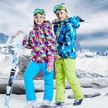 

Kids Skiing Suit Snowboard Winter Children Fleece Ski Jackets And Pants Overalls Set Waterproof Windproof Girls Boys Snowsuit