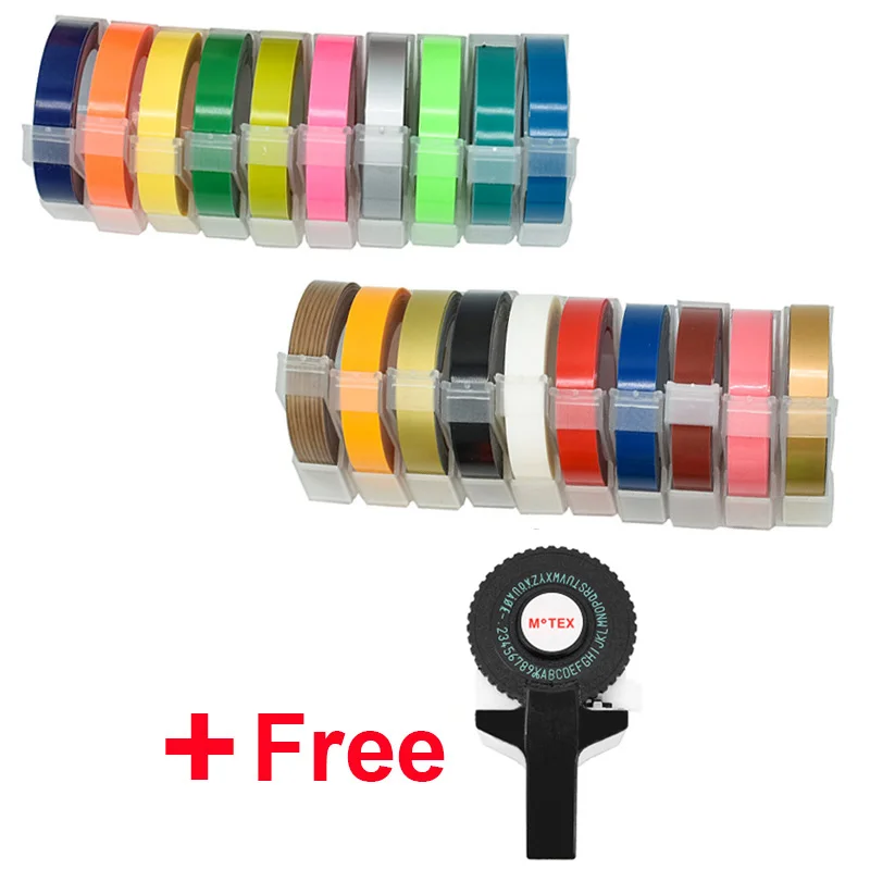 Free Black Printer 20 рулонов/лот 9 мм* 3 м 3D тиснение этикетка лента совместимый с dymo 1610 Motex E-101 ручной производитель этикеток Diy ручной украшать ярлык бесплатный подарок - Цвет: Free Black Printer