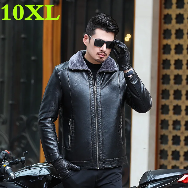 Новинка года; большие размеры 10XL 9XL; пальто из натуральной кожи для мужчин; куртка из овечьей кожи с капюшоном; зимние куртки для мужчин; - Цвет: Черный