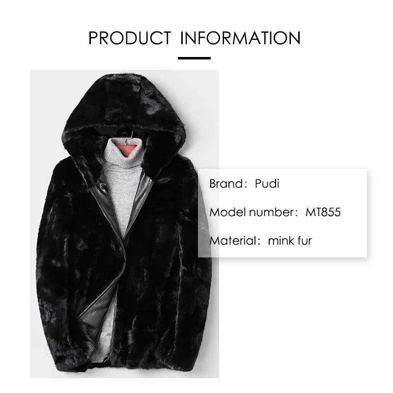PUDI MT855 winter Men mink fur coat new fashion real mink fur vest jacket boy's leisure coats