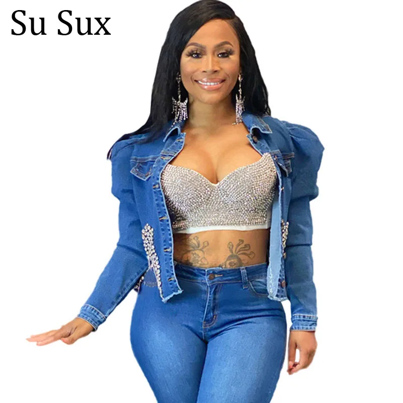 New Beading Denim Two Piece Set 