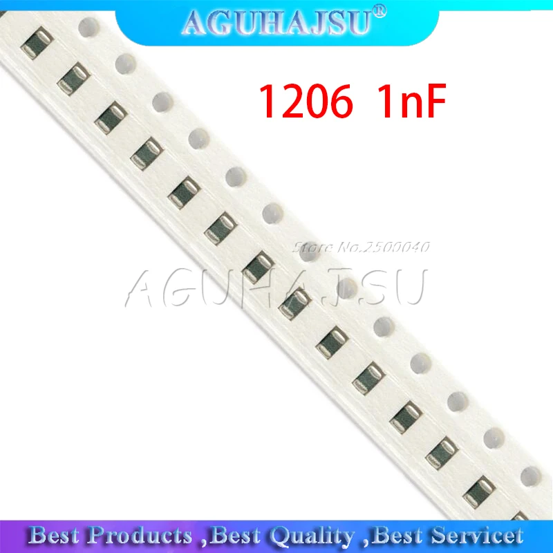 100 шт. 1nF X7R ошибка 10% 50 В 1206 102 smd конденсатор | Электронные компоненты и