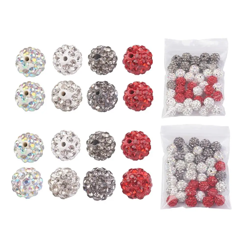 80pcs/set 8mm Pave Disco Ball Beads Polymer Clay Rhinestone Beads Grade A Round
