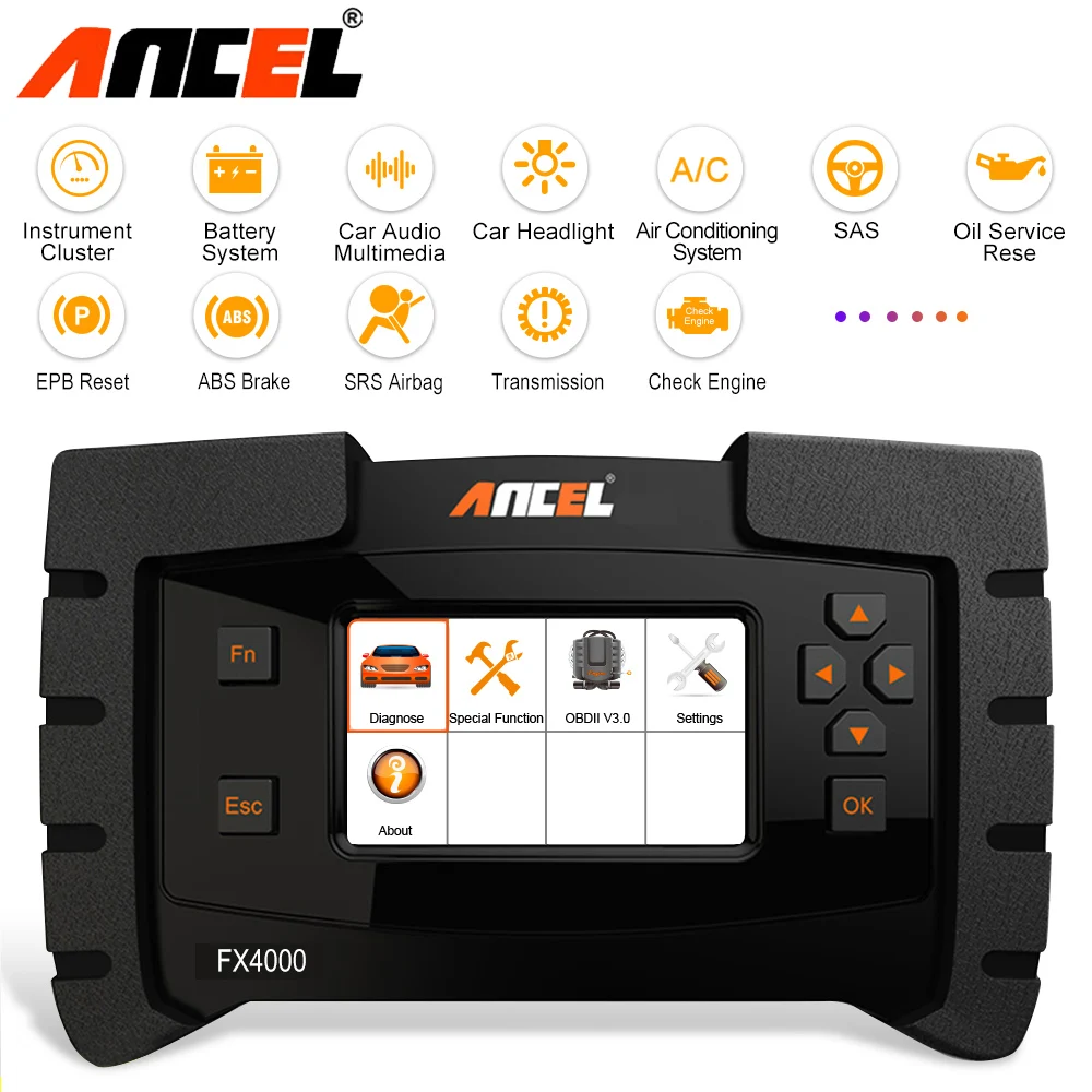 FX4000 All Systems Automotive OBDII Code Reader Diesel Gas Diagnostic Scan Tool 