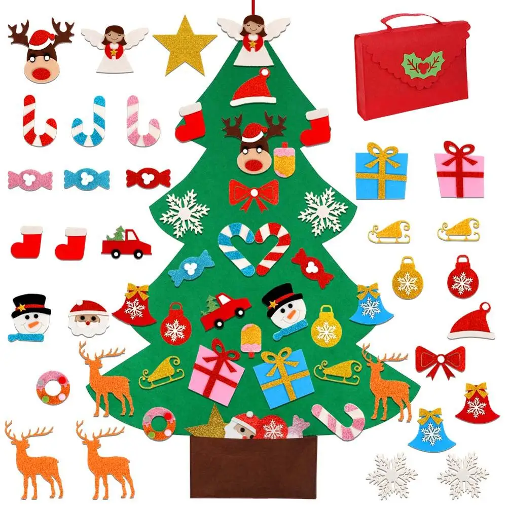 Теплые войлочные детские игрушки для рождественской елки, год, дата 1-31, Подарочный пакет с адвентом календарем, Рождественское украшение для дома, рождественские подарки - Цвет: New Tree