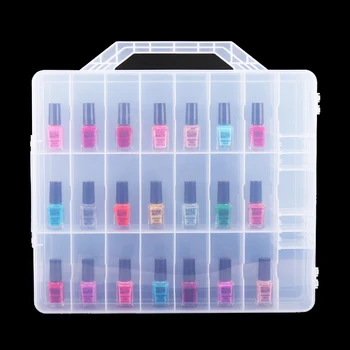 

48 Slots Nail Polish Organizer Clear Nail Supplies Holder Container Cosmetic Double Side Portable Adjustable Storage Case LY1592