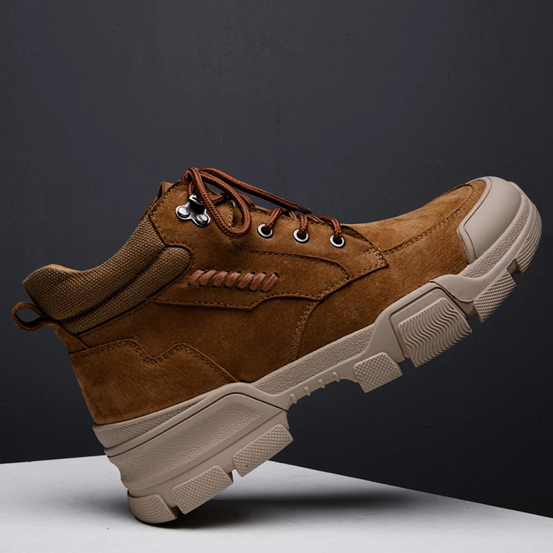 High Quality Genuine Leather Men Boots Winter Waterproof Ankle Boots Outdoor Working Boots Vintage Style Casual Men Shoes