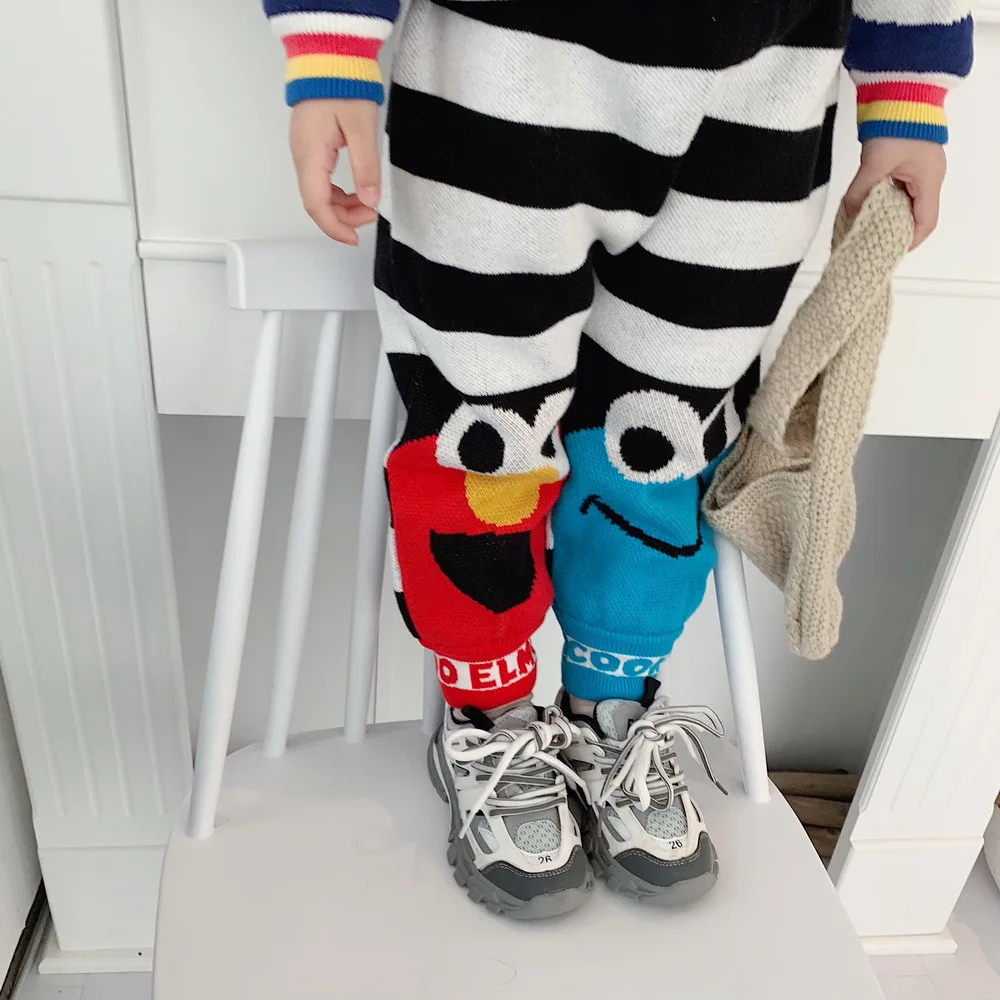 Tonytaobaby/новые зимние детские милые Повседневные Плюшевые трикотажные штаны из чистого хлопка для мальчиков и девочек