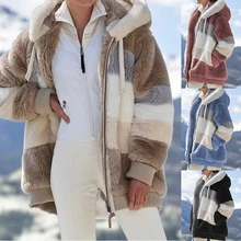 Chaqueta larga de felpa para mujer, abrigo de piel sintética de lana gruesa y cálida, de talla grande, informal, invierno, 2022