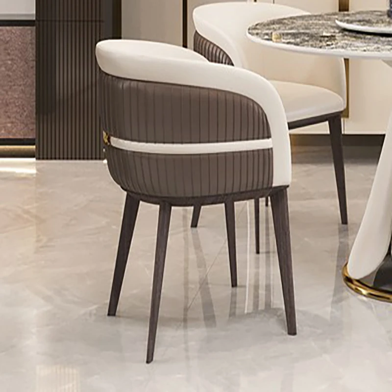 

Nordic light luxury dining chair restaurant home desk solid wood chair high-end designer creative makeup leather chair lounge