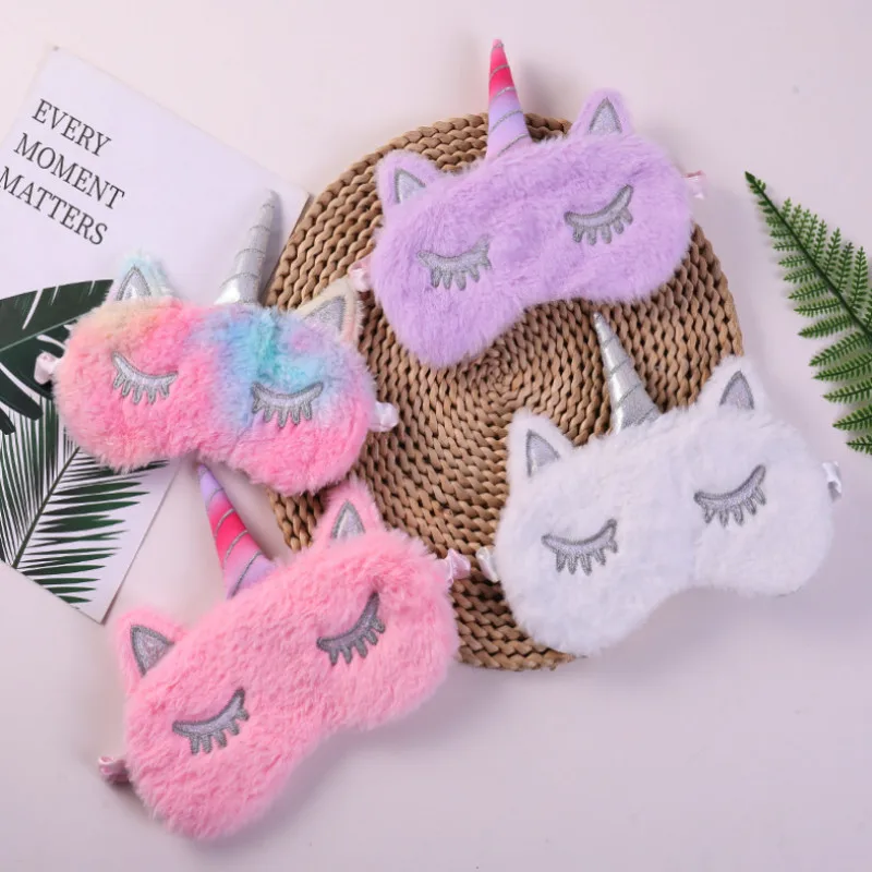 

1pc New Unicorn Blindfold Eye Mask Cartoon Sleeping Mask Plush Eye Shade Cover Eyeshade Suitable For Travel Home Party Gifts