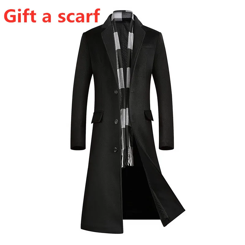 Beste Een Lange Jas Onder De Knie, Winter Mannen Wollen Wollen Jas, Heren Jas Windjack, mannen Jassen,, Wollen Jas Mannen Lange Jas Mannen