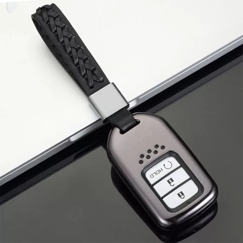 Type B - Gray Алюминиевый сплав автомобиля умный пульт дистанционного брелока Крышка для Honda HR-V Vezel Fit Jazz CRV - Название цвета: Type B - Gray