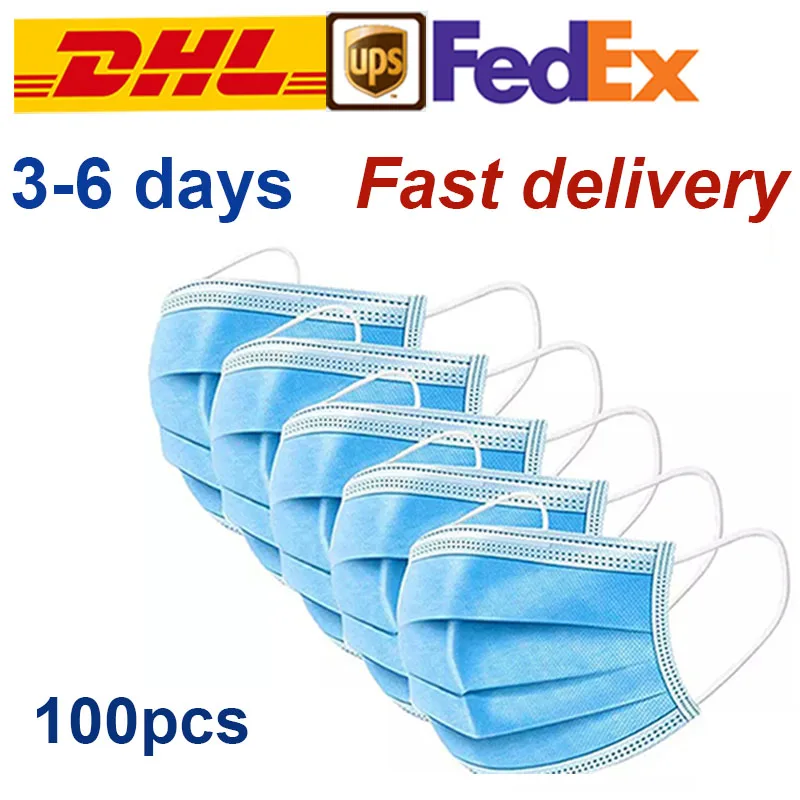 

DHL UPS Fast Delivery Disposable Dustproof Face Mouth Masks Anti-Pollution 3 Layer Dust Pretective Face Mask N95 FFP2 50pcs