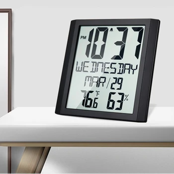 

Multifunctional Wall Clock Family Large Screen Digital Display Alarm Clock Date Humidity Temperature Display