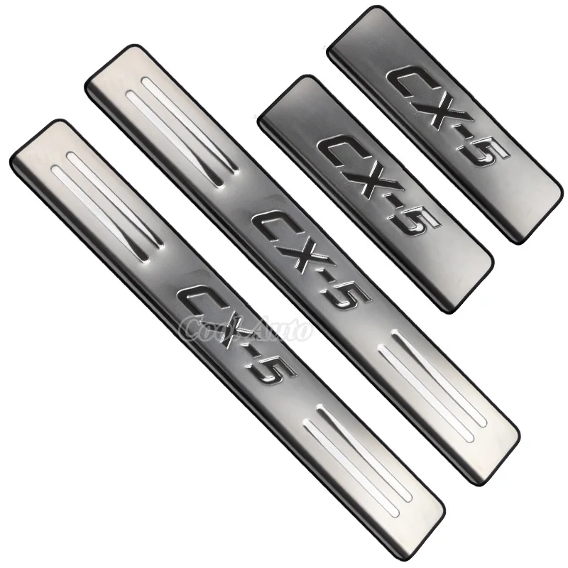 Stainless Steel Door Sill Protectors For Mazda CX-5 (2013-2024) - 4-Piece Scuff Plate Set