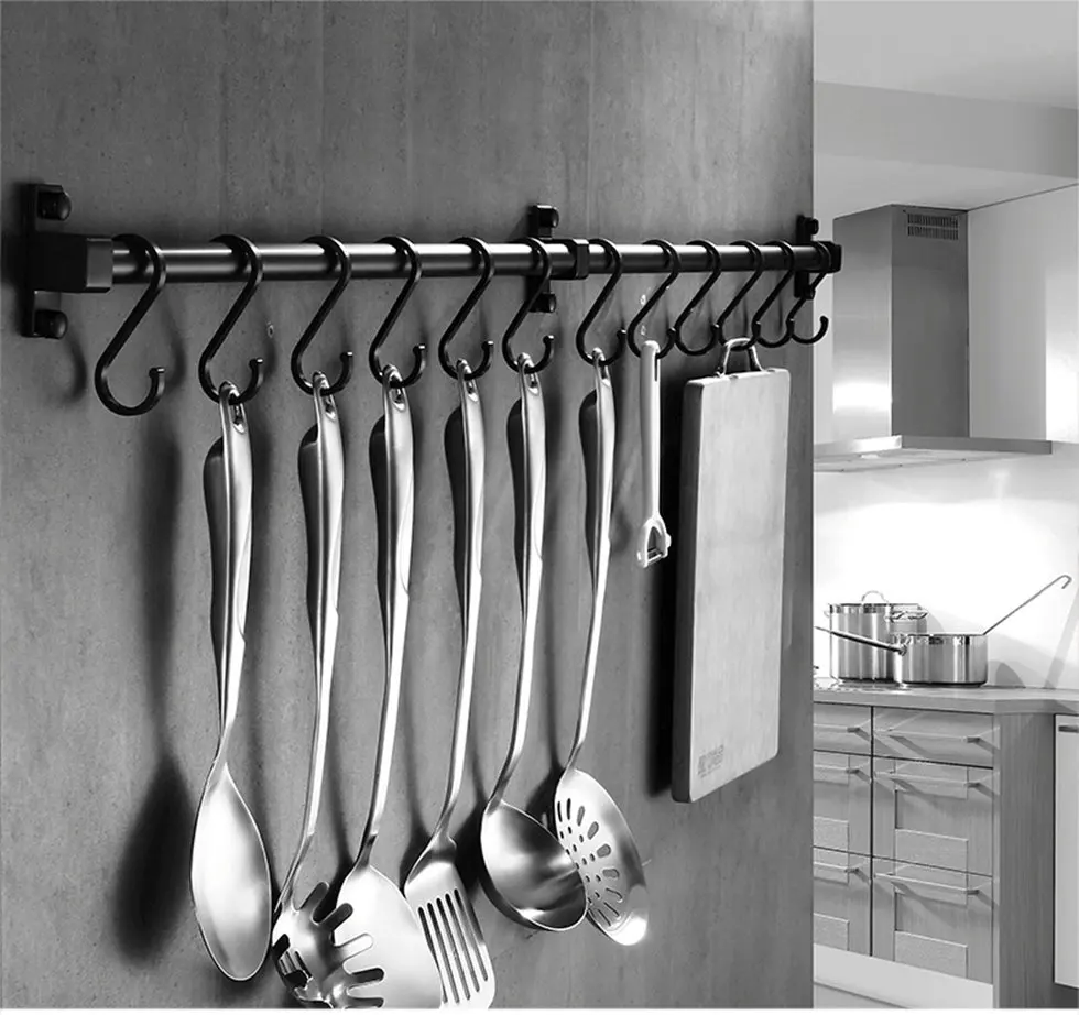 Description Picture 2 of itemWall Mounted Space Aluminum Pantry Tool Holder, Single Bar, Easy Storage Knife Rack Strip for Kitchen Utensil Tool, Sundry Hooks