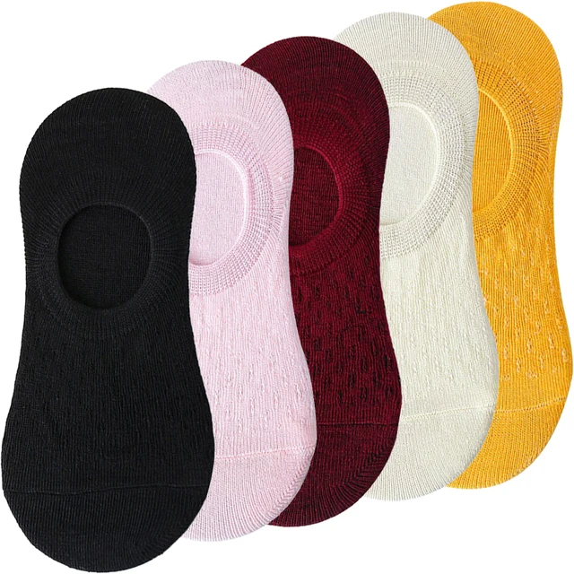10 pieces = 5 pairs Women Invisible Solid Color Socks Slippers Ladies Polyester Cotton Non-slip Silicone Ankle Socks skarpetki 5 pairs 09