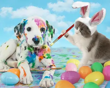 

Div 5D Cute Rabbit Color Dog Graffiti Sky Full Diamond Painting cross stitch kits art Animal 3D paint by diamonds