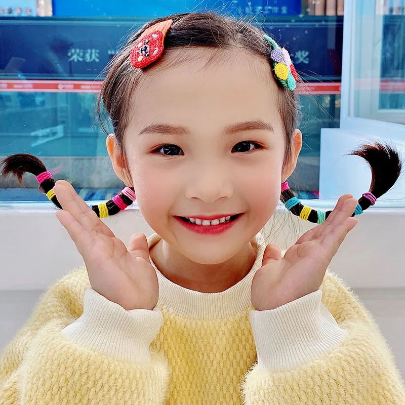 100/500pcs/Bag Girls Cute Colorful Basic Elastic Hair Bands Ponytail Holder Children Scrunchie Rubber Band Kids Hair Accessories