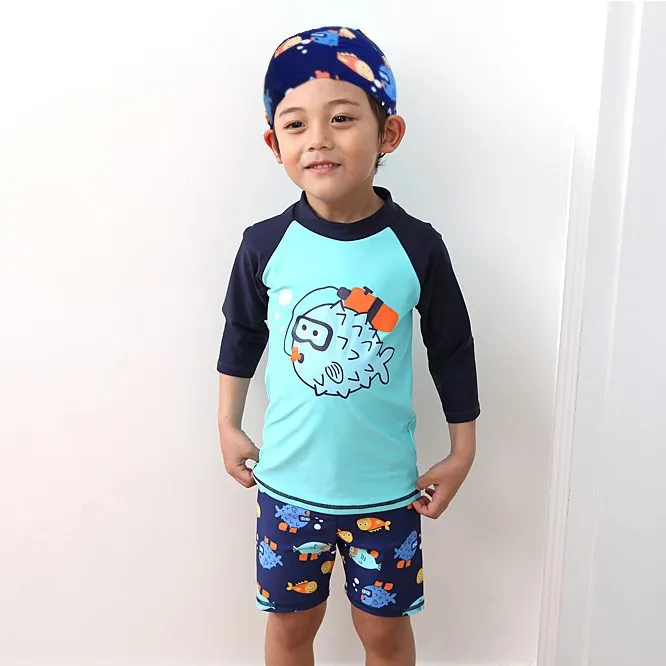 

Siamese Swimsuit BOY'S Small CHILDREN'S Split Type Children Quick-Dry Sun-resistant Short Sleeve Child Swimming Trunks