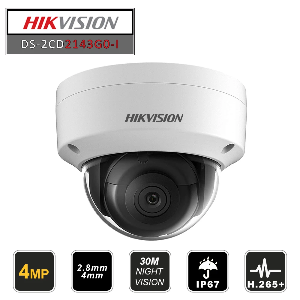 Tanie Hikvision oryginalna kopuła IR stała sieć bezpieczeństwo wersja nocna kamera ip cctv DS 2CD2143G0 I IP67 4MP CMOS z gniazdo kart sd