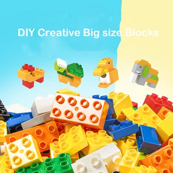

247cs Big Size Brick Colorful Bulk Bricks Baseplates DIY Creative Building Blocks Compatible Duploe Block Toys For Children Kids