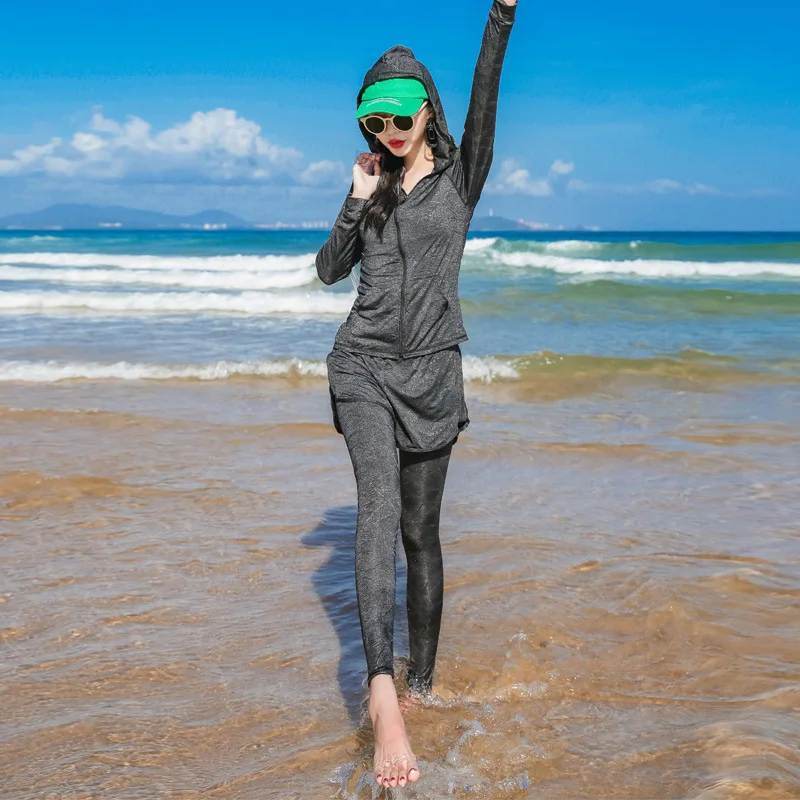 

Long Sleeve Trousers Split Type Diving Suit Swimsuit Women's Conservative Belly Covering Slimming Quick-Dry Sun-resistant Surfin
