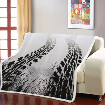

Tire Tracks Sherpa Blanket Extreme Sport Throw Blanket Racing Car Weighted Blanket 3D Print Kart Blanket For Bedroom Blanket