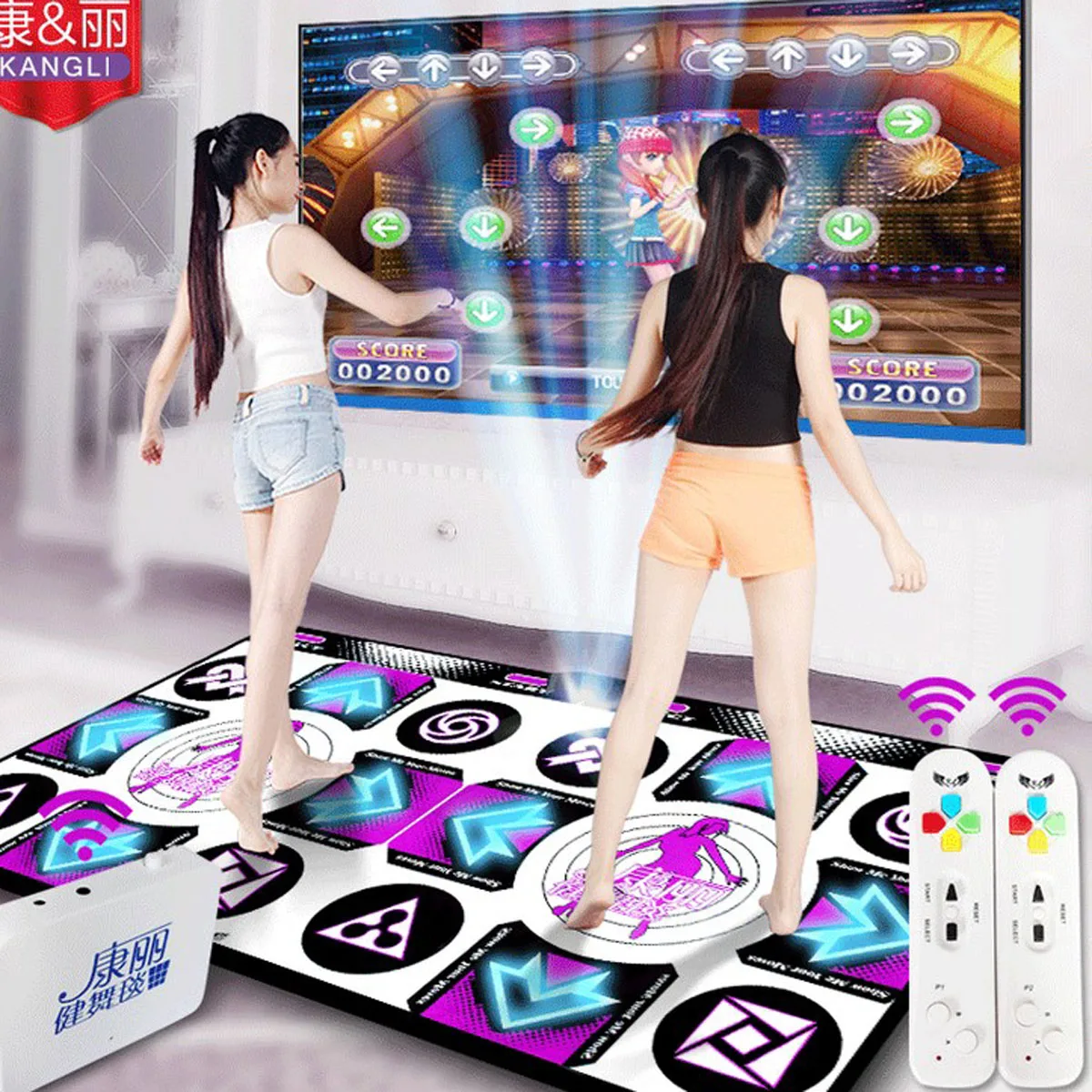 Best Offer of  JRGK Wireless Controll Games Mats Fitness English Menu Dance Pads Mats For TV PC Computer Flash Lig