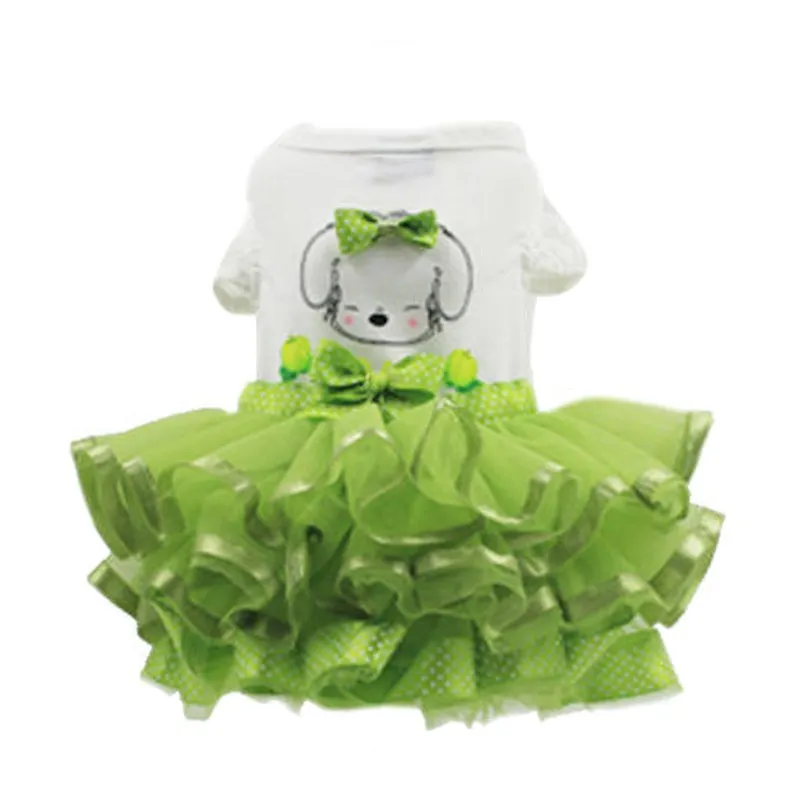 Зеленая юбка для девочек Одежда собак и щенков платье маленьких летняя