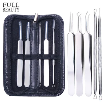 

1 Set Stainless Steel Extractor Blackhead Tweezers Comedone Acne Remover Needles Face Deep Pore Clean Tools Treatment CHMP04-1