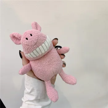 

winter warm cartoon cute pink big teeth pig bluetooth wireless headset cover for apple airpods 1 2 charging