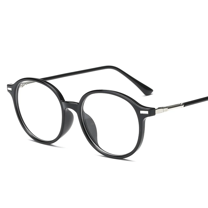 bright black Круглые очки Для женщин Для мужчин близорукость очки с металлическим каркасом оптические очки по назначению монотоные декоративная оправа для очков - Цвет оправы: bright black