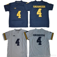 Michigan Wolverines Jim Harbaugh 4 College Jersey- White Yellow Navy Stitched Size S-3XL Free Shipping