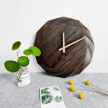 

Modern Simple Wall Clock Creative Silent Round Wooden Wall Clock Nordic Design Geometry Office Reloj Pared Wall Watch BW50WC