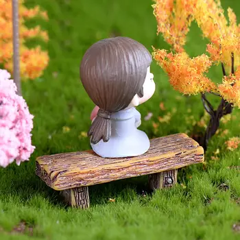 

Micro Landscape Romantic Craft Resin Double Stool Bench Garden Figurine Decor
