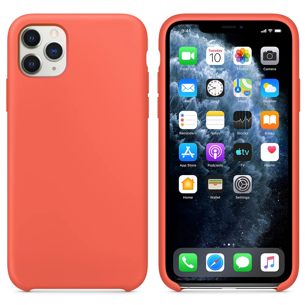 Силиконовый чехол s для IPhone 11 Pro Max xs xr x 8 7 6s plus, чехол с логотипом, Гладкий защитный чехол из силикагеля, противоударный - Цвет: Clementine (Orange)