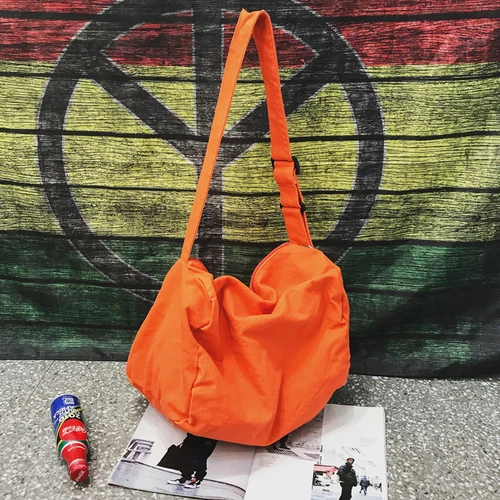 Холщовая Сумка на плечо из овечьей шерсти, сумка-мессенджер, женская сумка для студентов, универсальная холщовая школьная сумка, складная сумка для покупок - Цвет: Orange