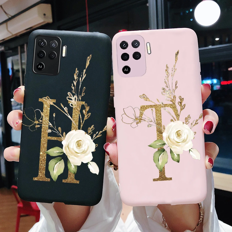 Phone Cases For OPPO A94 F19 Pro Reno 5 Lite Silicone Back Soft Case Cute Letters Cover Shockproof Bumper For OPPO A94 5G Case casing oppo